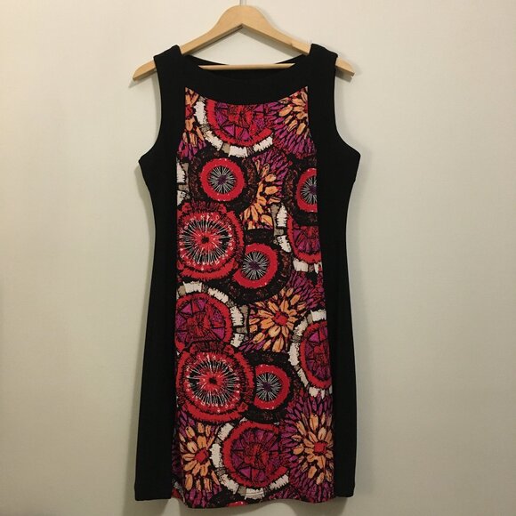 Canadian Clientele Abstract Floral Bohemian Black Trim Mini Dress - Picture 8 of 16
